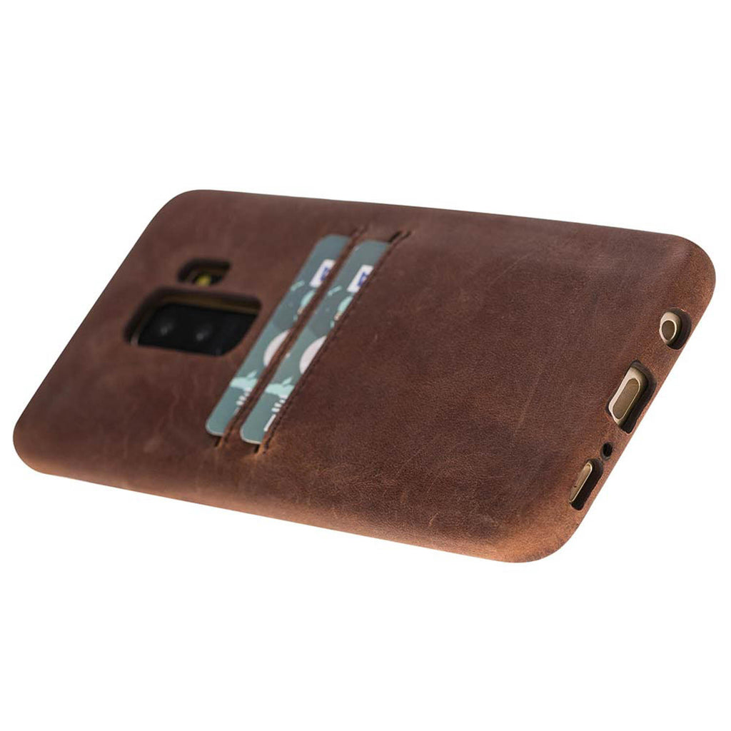 Samsung Galaxy S9+ Brown Leather Snap-On Case with Card Holder - Hardiston - 5