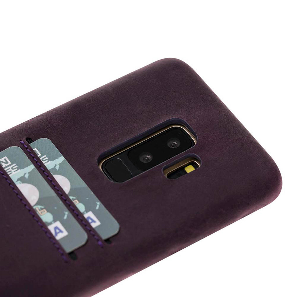 Samsung Galaxy S9+ Purple Leather Snap-On Case with Card Holder - Hardiston - 4