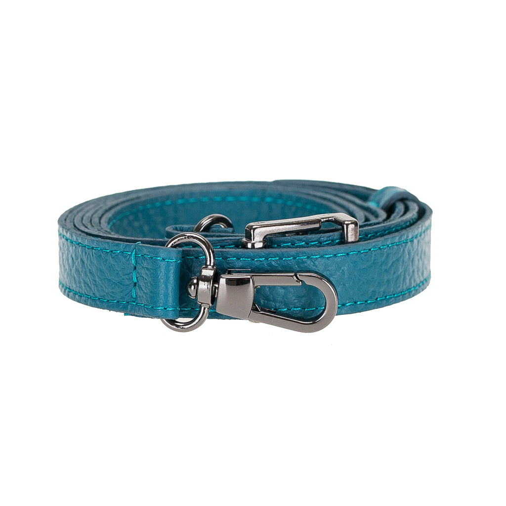 Turquoise Luxury Leather Cross-body Strap Wristlet bag with Metal Clip - Hardiston - 2