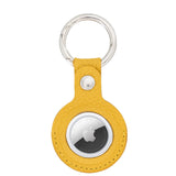 Yellow Leather Apple AirTag Case Holder with Key Ring - Hardiston Leather - 1