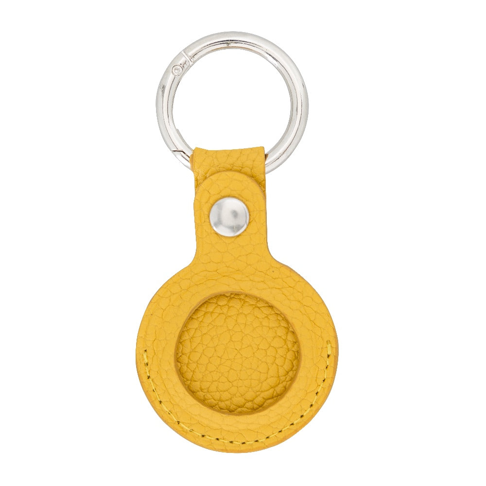 Yellow Leather Apple AirTag Case Holder with Key Ring - Hardiston Leather - 2