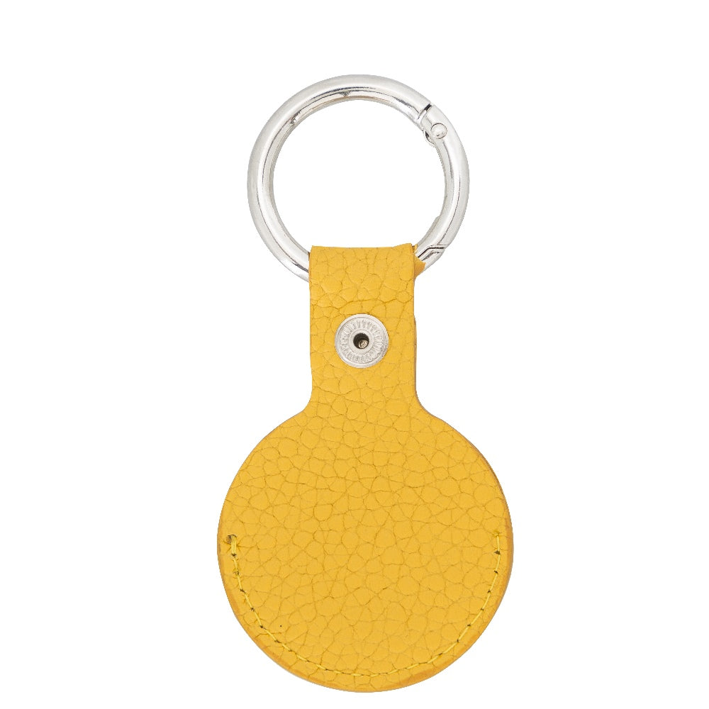 Yellow Leather Apple AirTag Case Holder with Key Ring - Hardiston Leather - 3