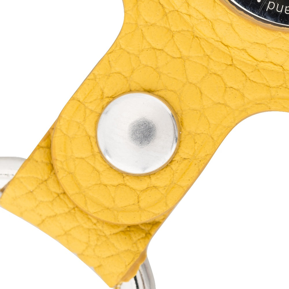 Yellow Leather Apple AirTag Case Holder with Key Ring - Hardiston Leather - 5