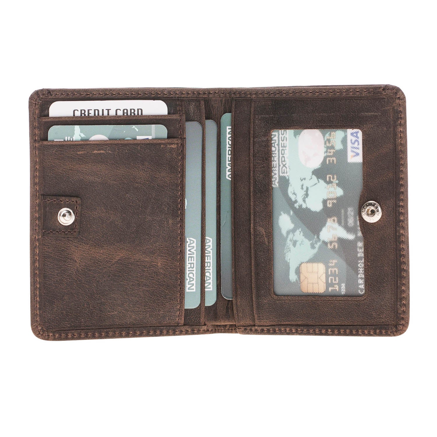 Men's snap leather wallet with coin pouch