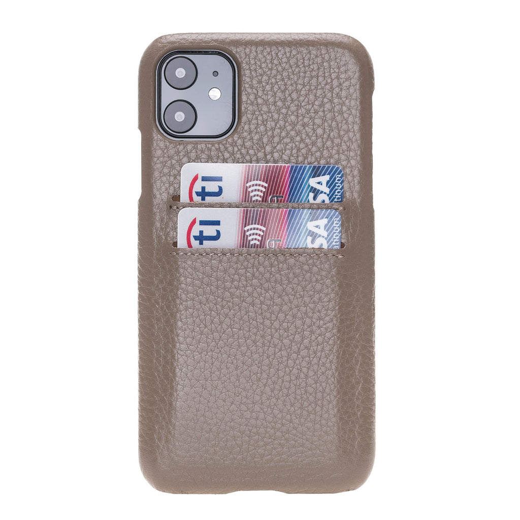 iPhone 11 Beige Leather Snap-On Case with Card Holder - Hardiston - 1