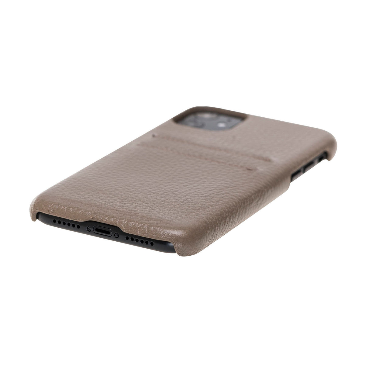 iPhone 11 Beige Leather Snap-On Case with Card Holder - Hardiston - 5