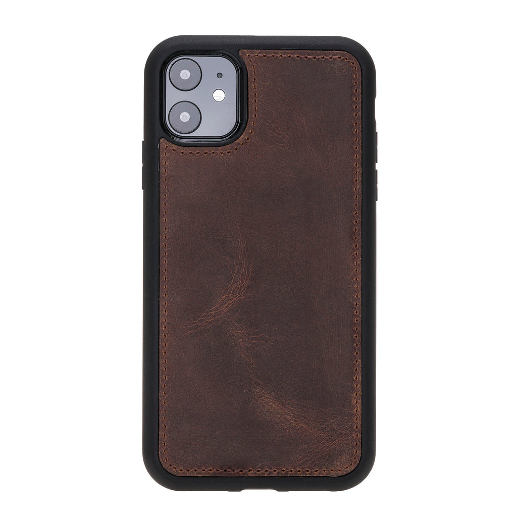 iPhone 11 Brown Leather Detachable Dual 2-in-1 Wallet Case with Card Holder - Hardiston - 7