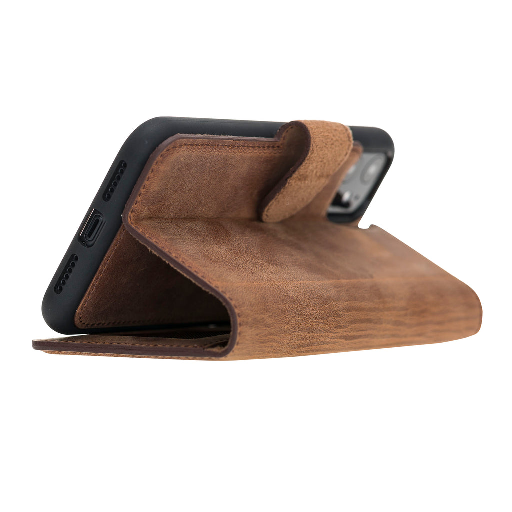 iPhone 11 Brown Leather Detachable 2-in-1 Wallet Case with Card Holder - Hardiston - 7