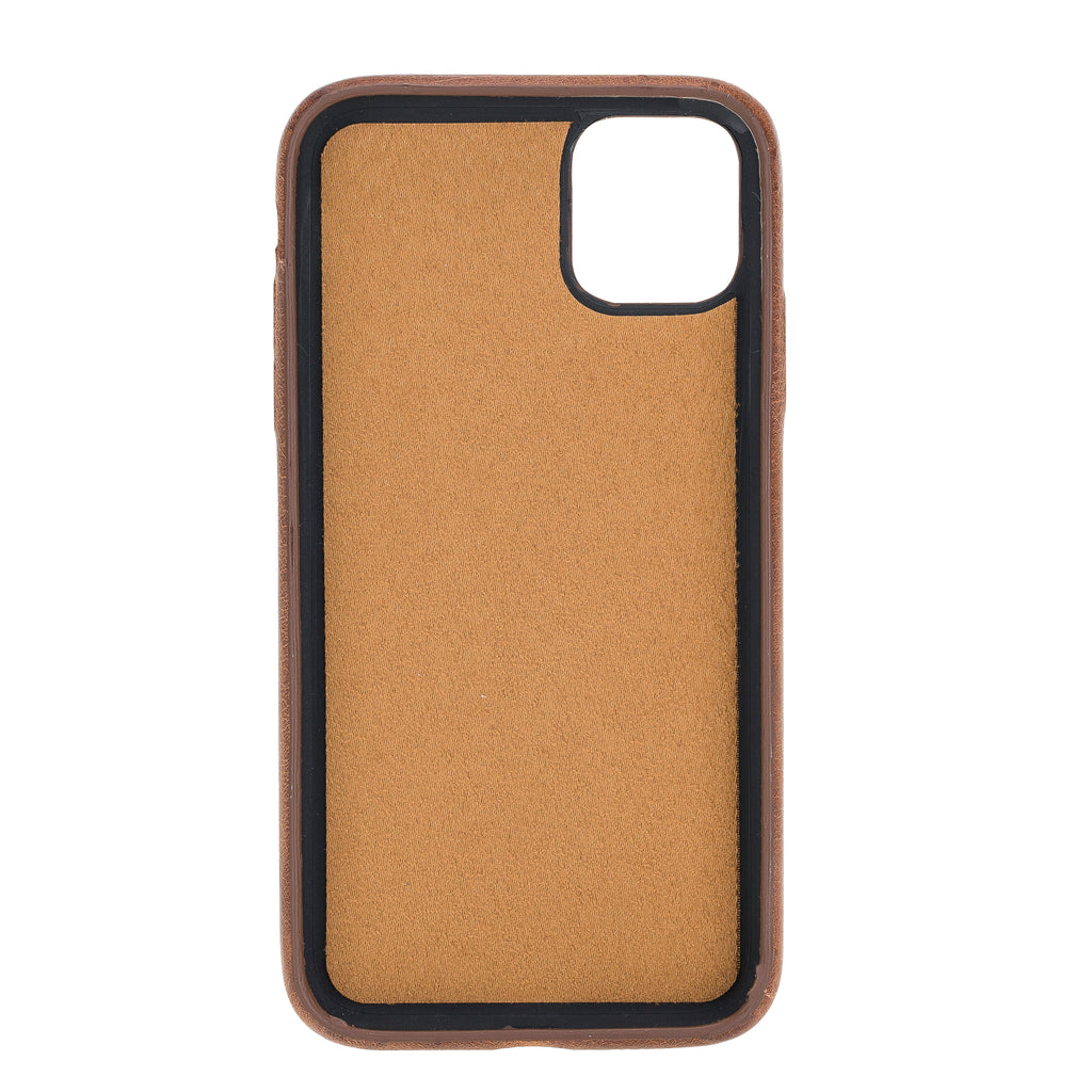 iPhone 11 Brown Leather Snap-On Case with Card Holder - Hardiston - 3