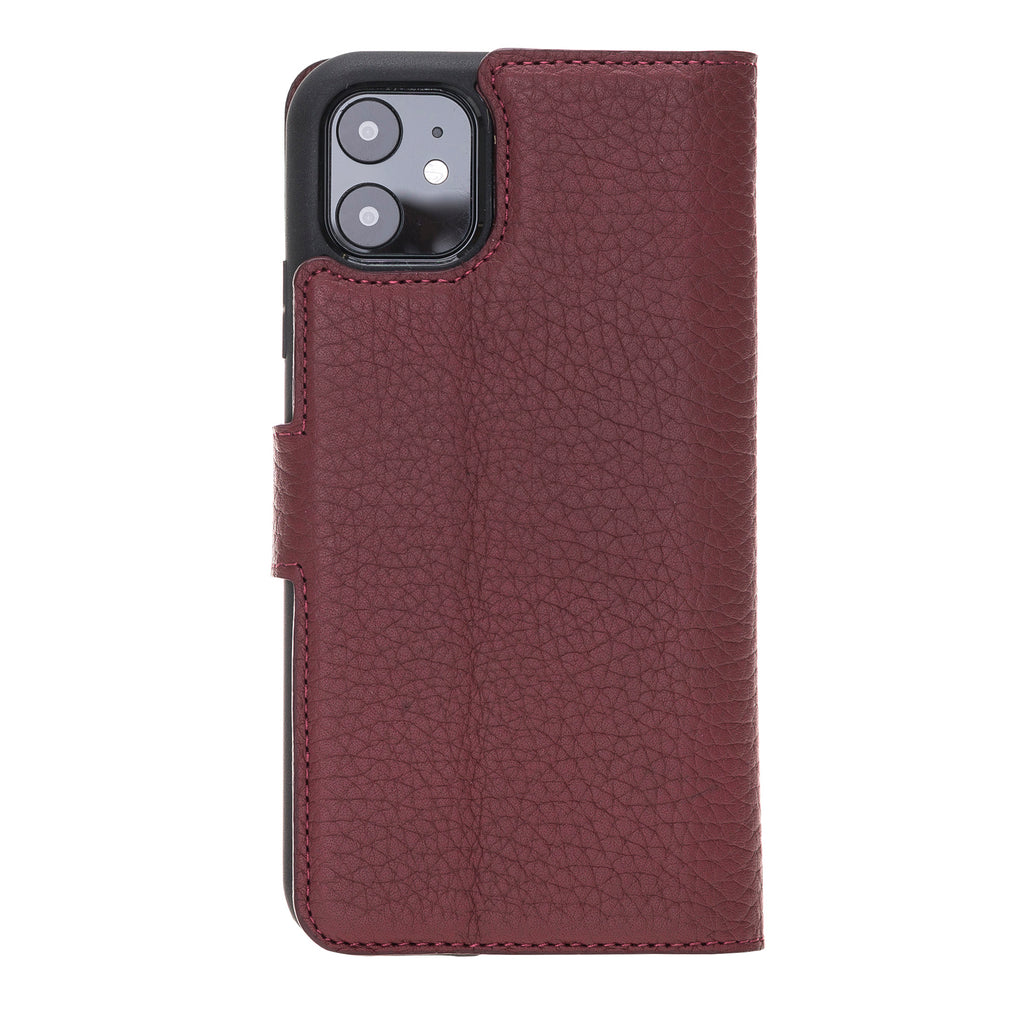 iPhone 11 Burgundy Leather Detachable 2-in-1 Wallet Case with Card Holder - Hardiston - 4