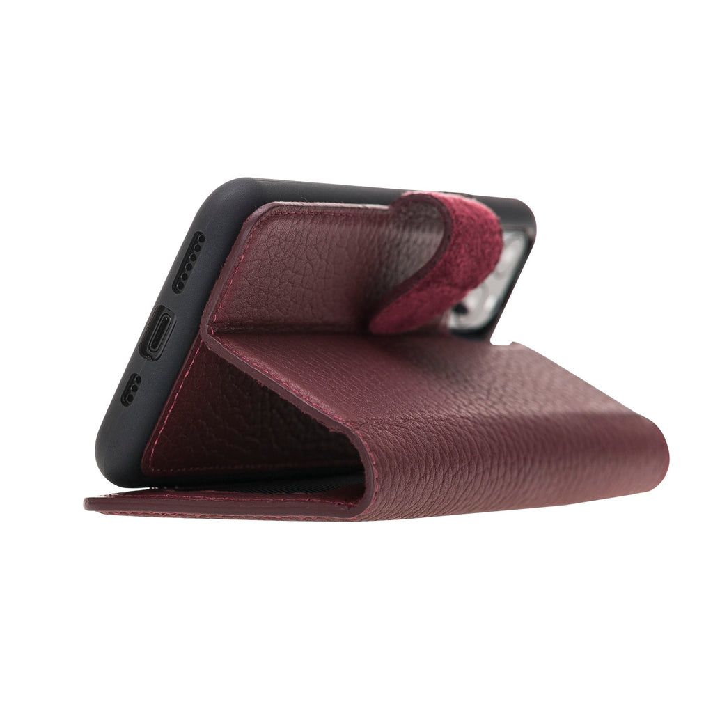 iPhone 11 Burgundy Leather Detachable 2-in-1 Wallet Case with Card Holder - Hardiston - 6