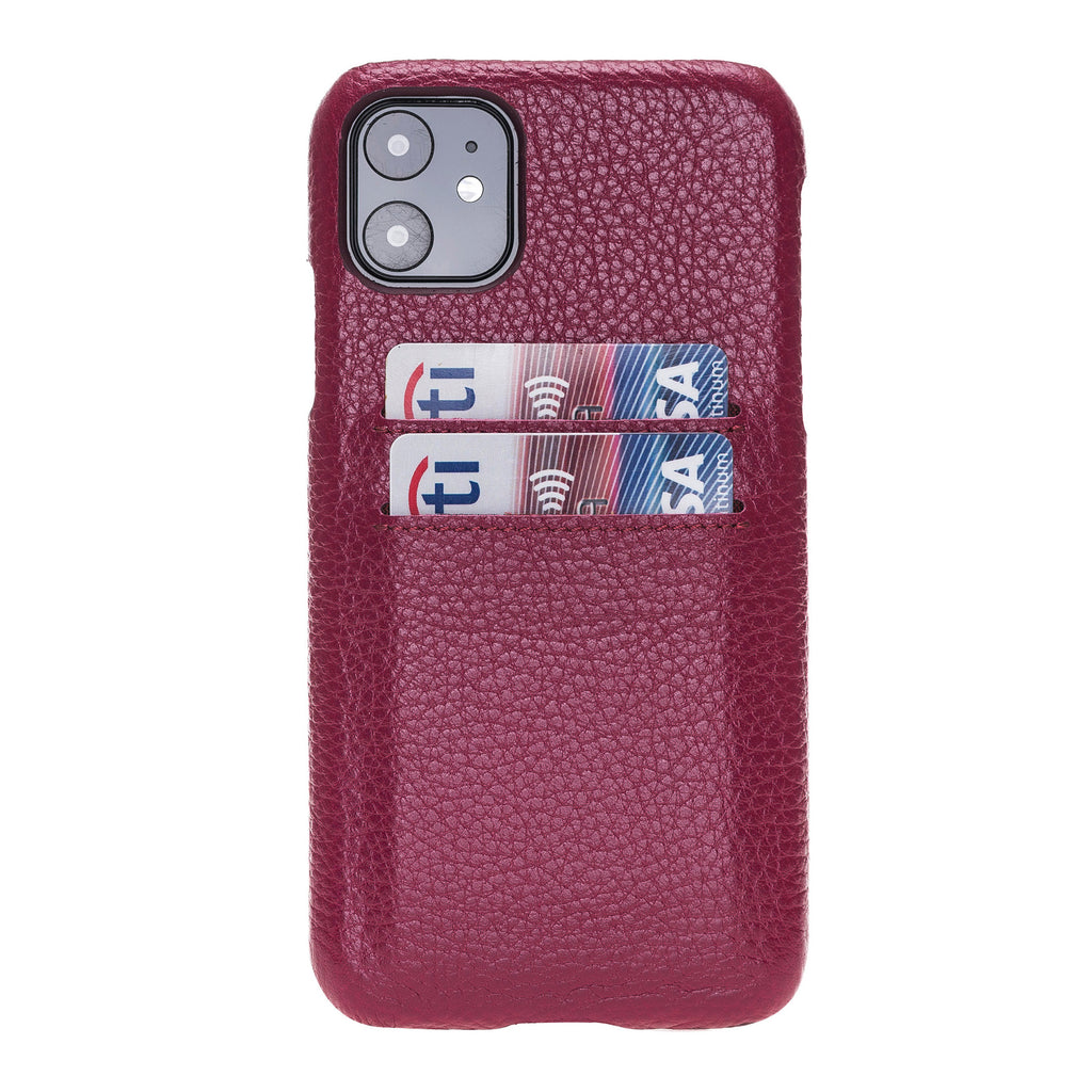 iPhone 11 Burgundy Leather Snap-On Case with Card Holder - Hardiston - 1