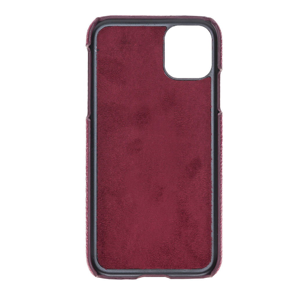 iPhone 11 Burgundy Leather Snap-On Case with Card Holder - Hardiston - 3