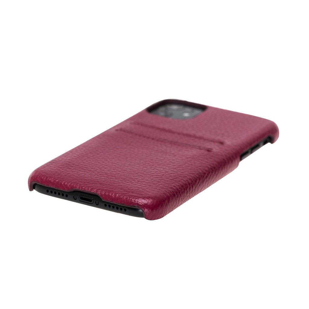 iPhone 11 Burgundy Leather Snap-On Case with Card Holder - Hardiston - 5