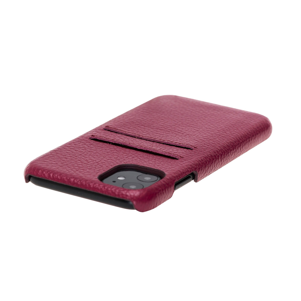 iPhone 11 Burgundy Leather Snap-On Case with Card Holder - Hardiston - 7