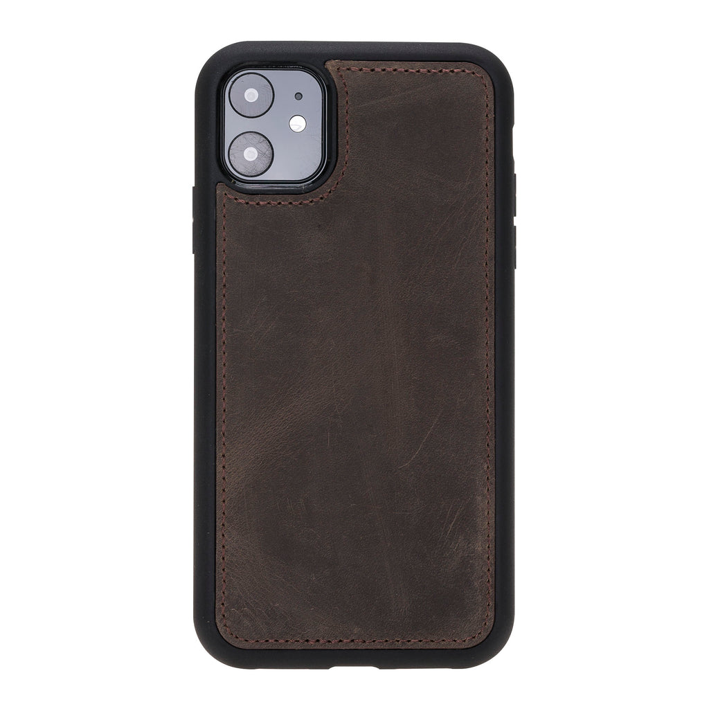 iPhone 11 Mocha Leather Detachable Dual 2-in-1 Wallet Case with Card Holder - Hardiston - 7