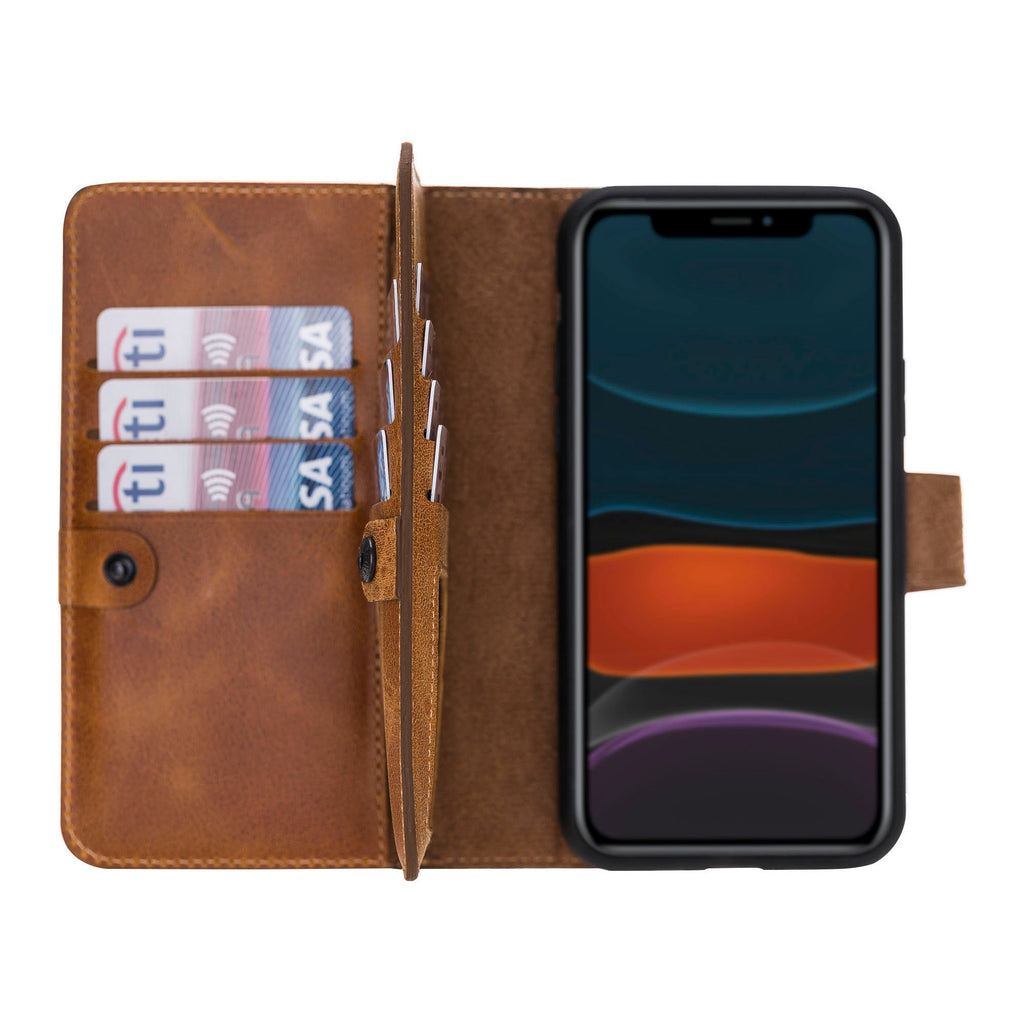 iPhone 11 Pro Amber Leather Detachable Dual 2-in-1 Wallet Case with Card Holder - Hardiston - 1