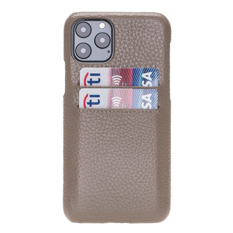 iPhone 11 Pro Beige Leather Snap-On Case with Card Holder - Hardiston - 1