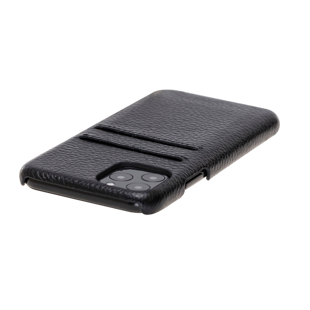 iPhone 11 Pro Black Leather Snap-On Case with Card Holder - Hardiston - 5