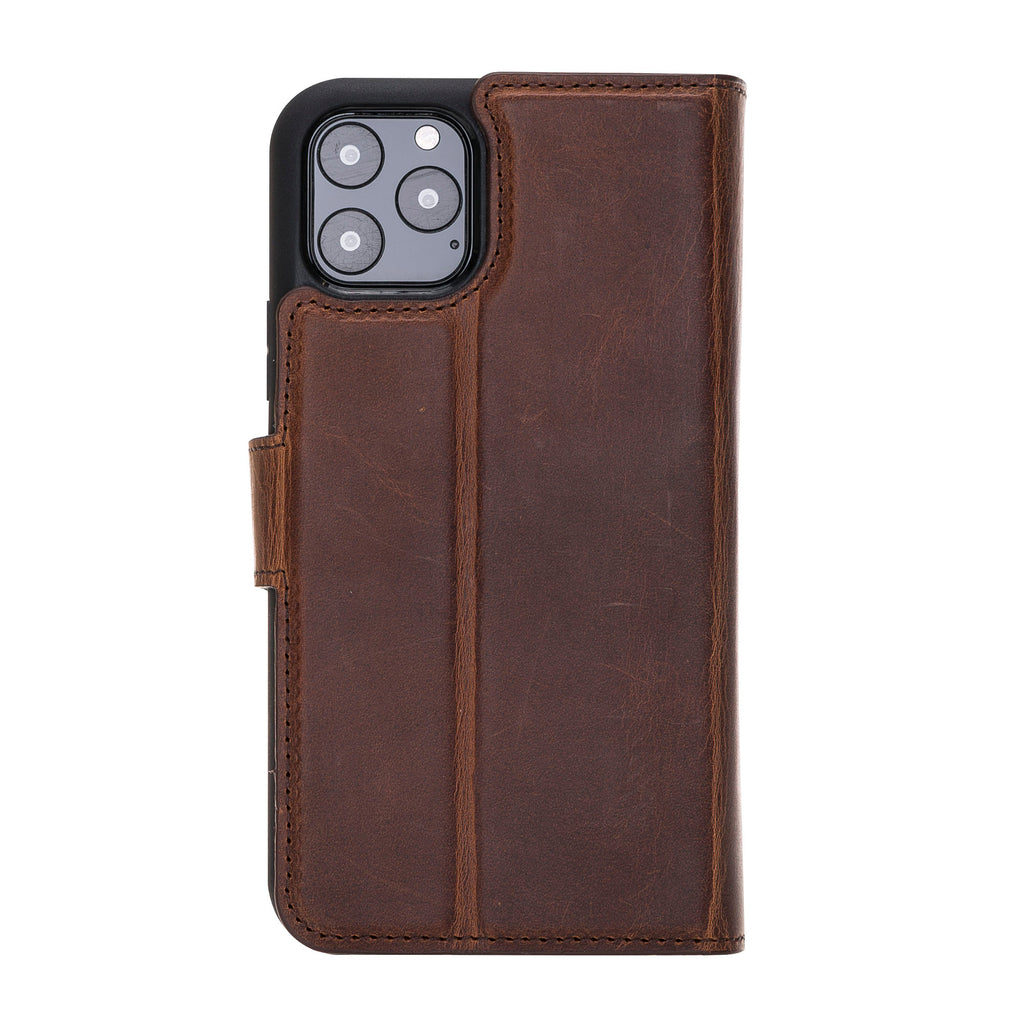 iPhone 11 Pro Brown Leather Detachable Dual 2-in-1 Wallet Case with Card Holder - Hardiston - 4