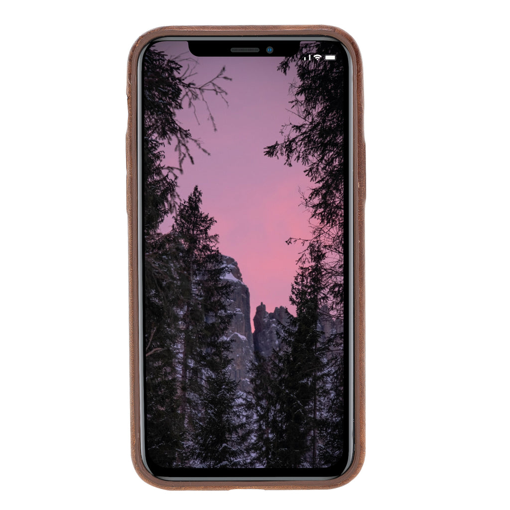 iPhone 11 Pro Brown Leather Snap-On Case with Card Holder - Hardiston - 2