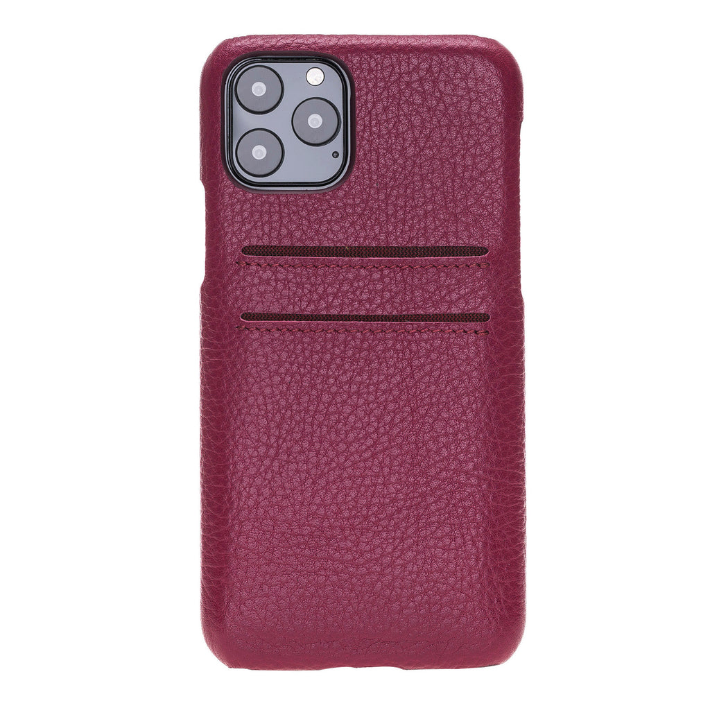 iPhone 11 Pro Burgundy Leather Snap-On Case with Card Holder - Hardiston - 4
