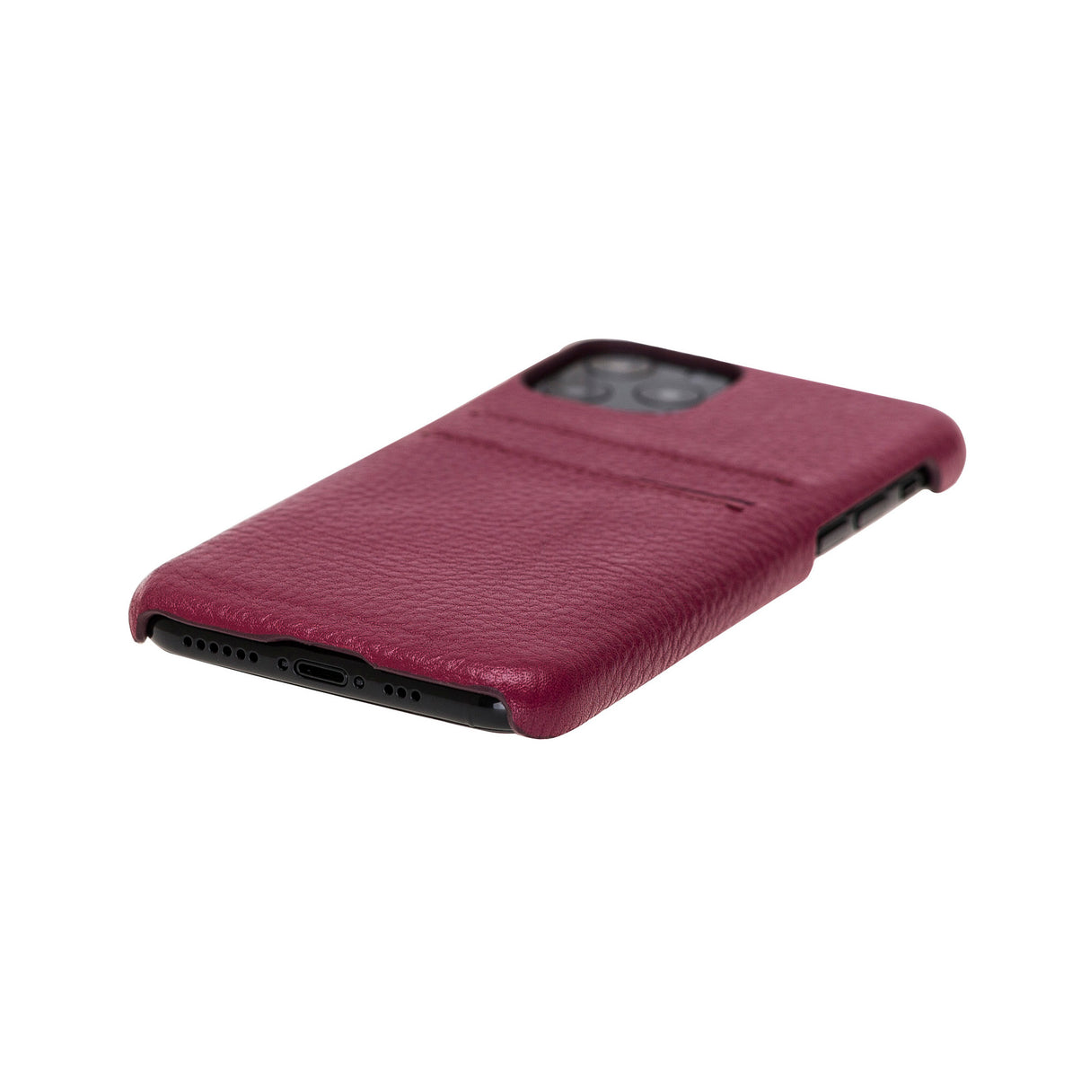 iPhone 11 Pro Burgundy Leather Snap-On Case with Card Holder - Hardiston - 5