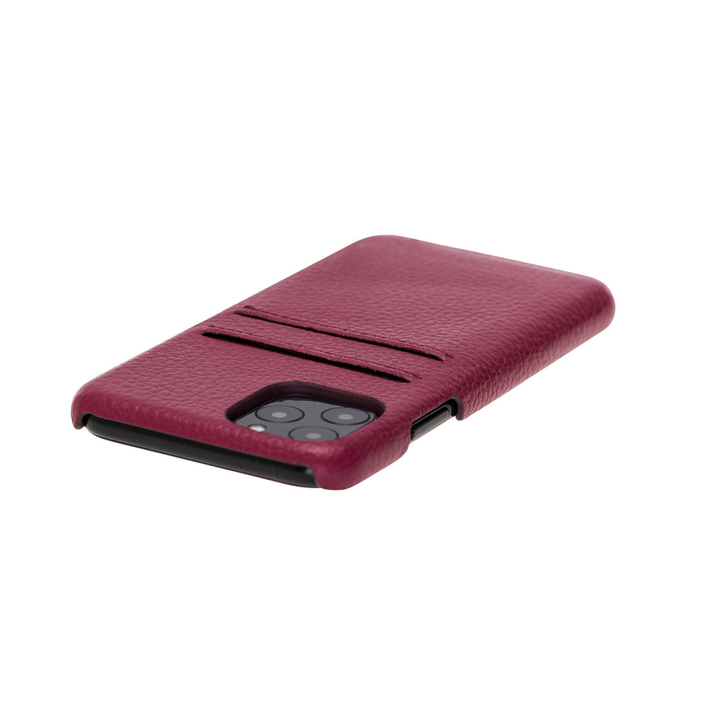 iPhone 11 Pro Burgundy Leather Snap-On Case with Card Holder - Hardiston - 7