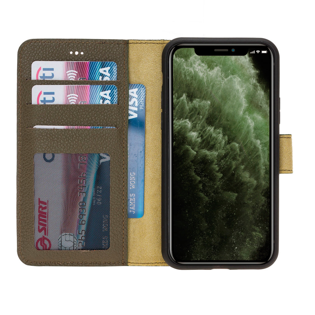 iPhone 11 Pro Emerald Leather Detachable 2-in-1 Wallet Case with Card Holder - Hardiston - 2