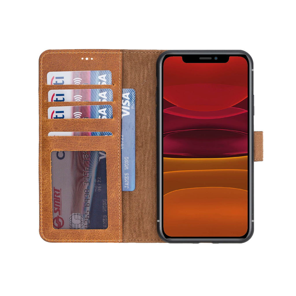 iPhone 11 Pro Max Amber Leather Detachable 2-in-1 Wallet Case with Card Holder - Hardiston - 6