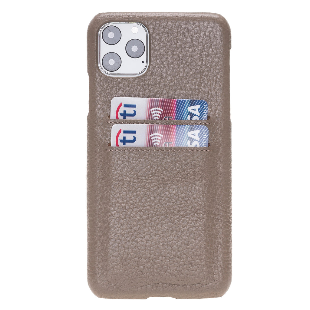 iPhone 11 Pro Max Beige Leather Snap-On Case with Card Holder - Hardiston - 1