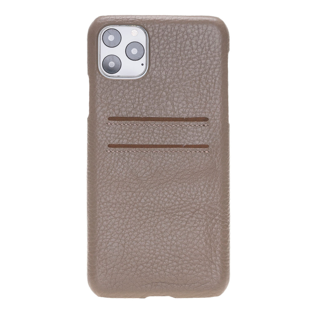 iPhone 11 Pro Max Beige Leather Snap-On Case with Card Holder - Hardiston - 4
