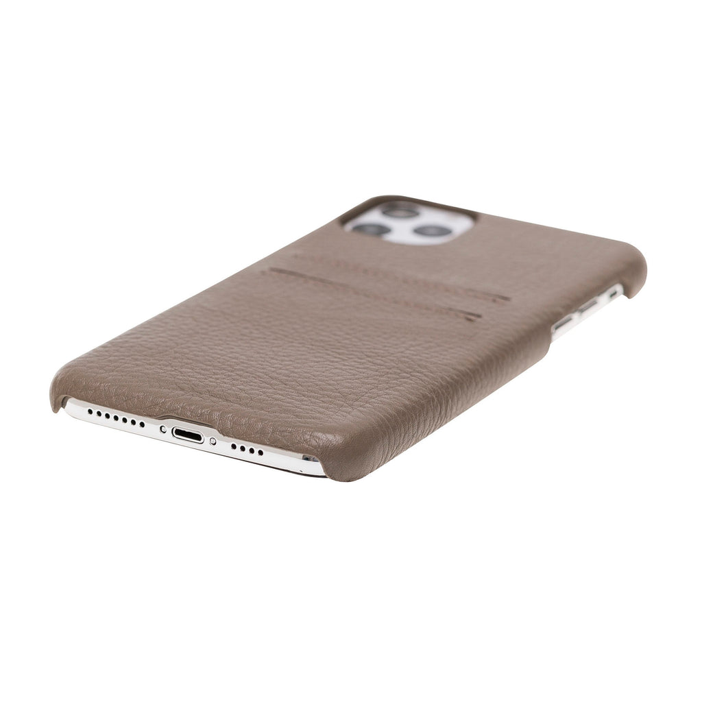 iPhone 11 Pro Max Beige Leather Snap-On Case with Card Holder - Hardiston - 5