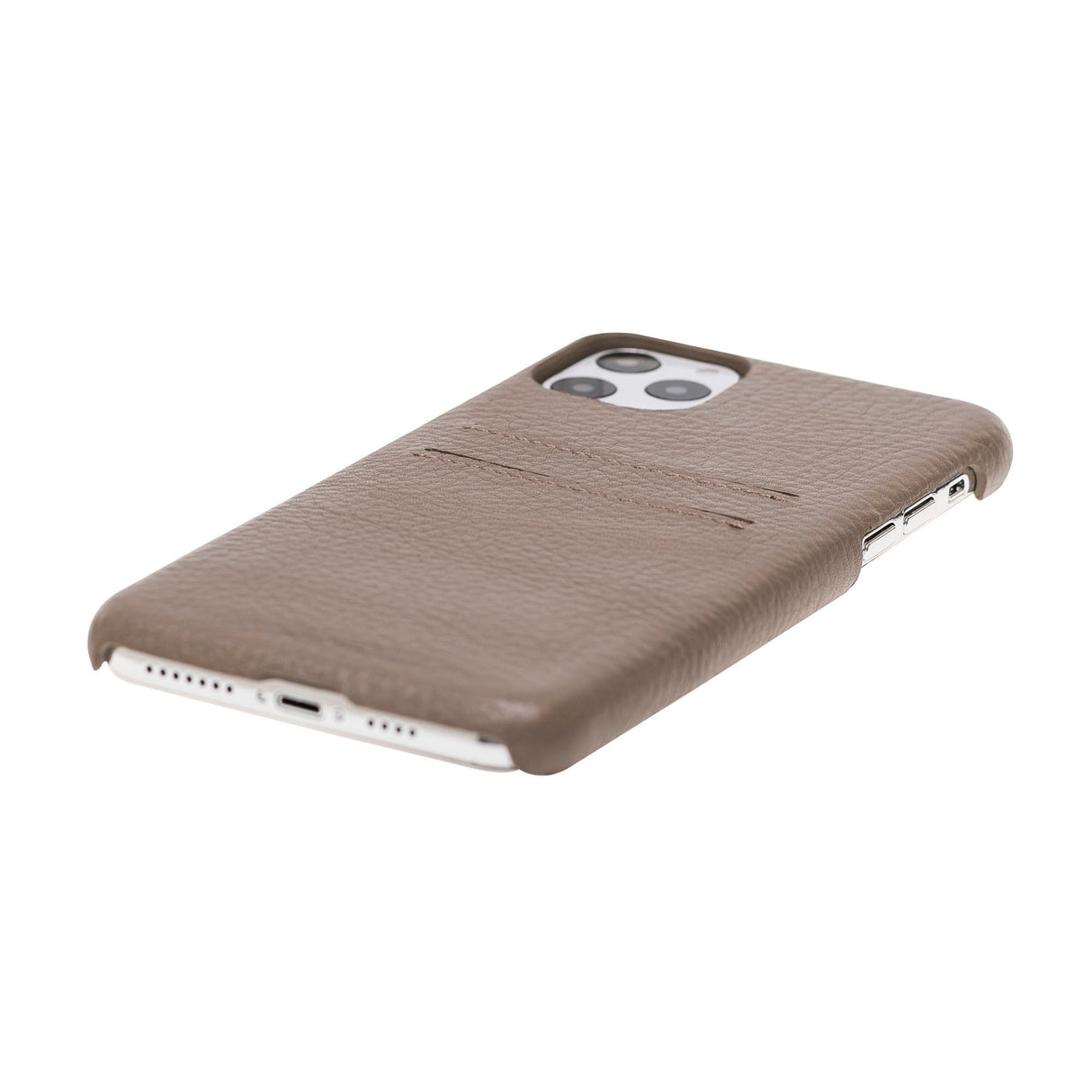 iPhone 11 Pro Max Beige Leather Snap-On Case with Card Holder - Hardiston - 6