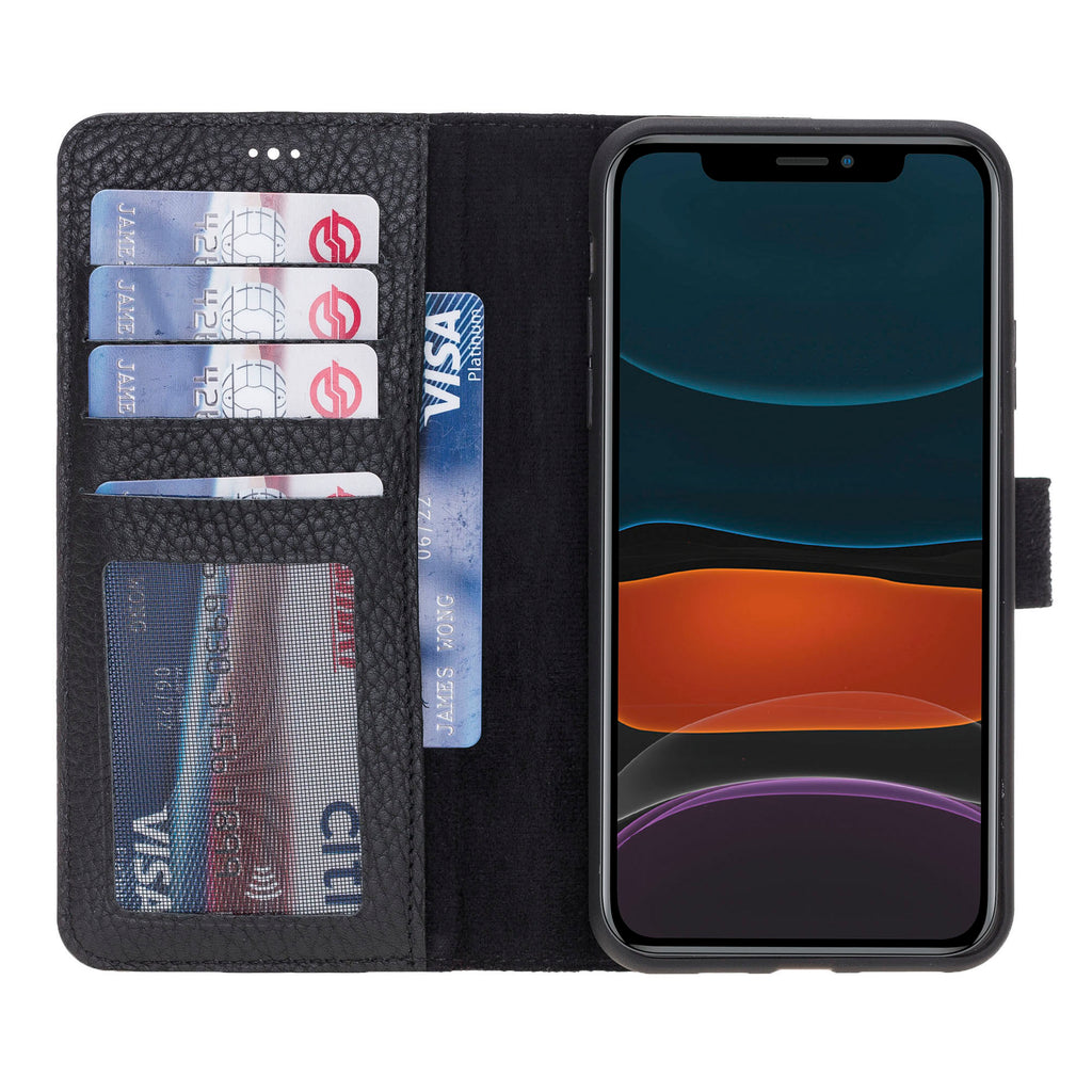 iPhone 11 Pro Max Black Leather Detachable 2-in-1 Wallet Case with Card Holder - Hardiston - 6