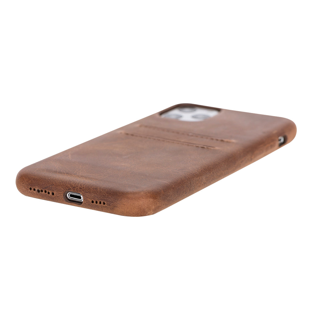 iPhone 11 Pro Max Brown Leather Snap-On Case with Card Holder - Hardiston - 4