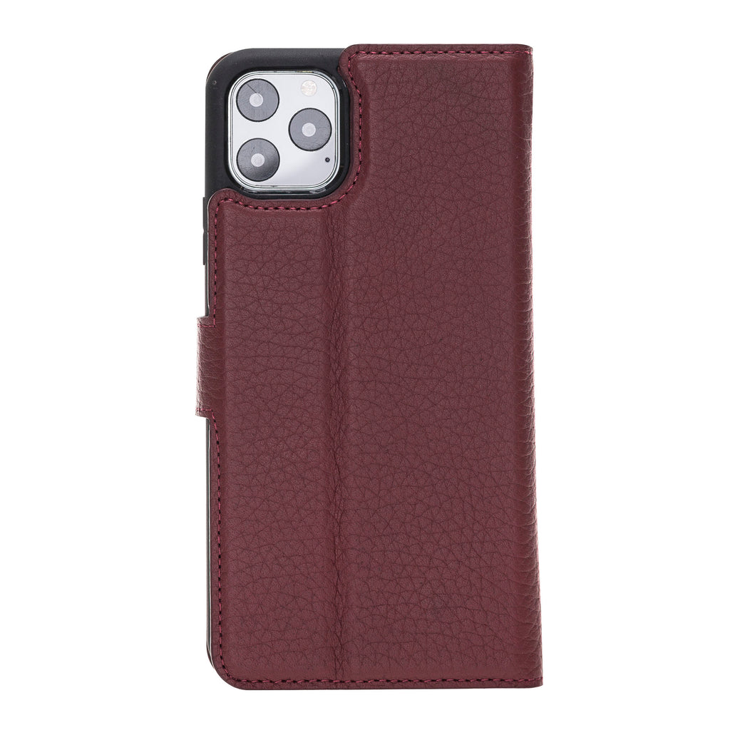 iPhone 11 Pro Max Burgundy Leather Detachable 2-in-1 Wallet Case with Card Holder - Hardiston - 3