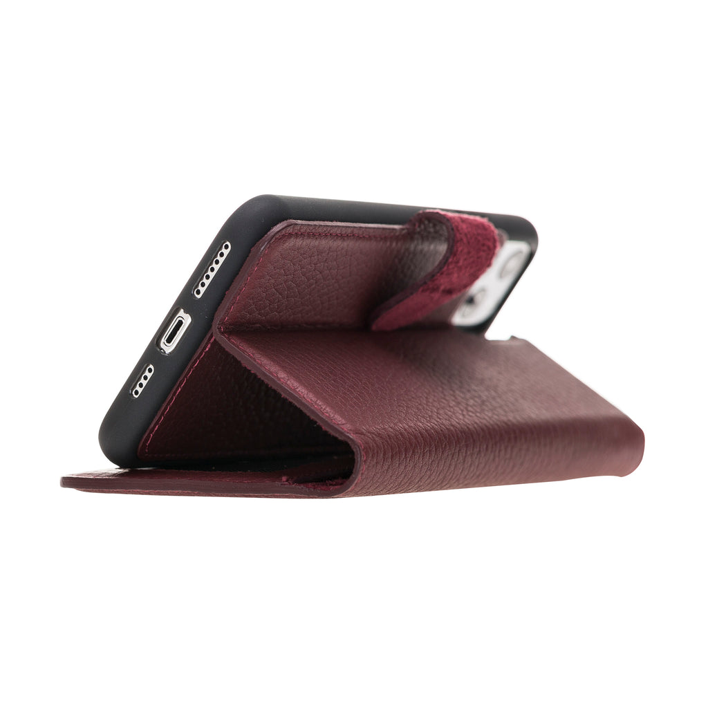 iPhone 11 Pro Max Burgundy Leather Detachable 2-in-1 Wallet Case with Card Holder - Hardiston - 7