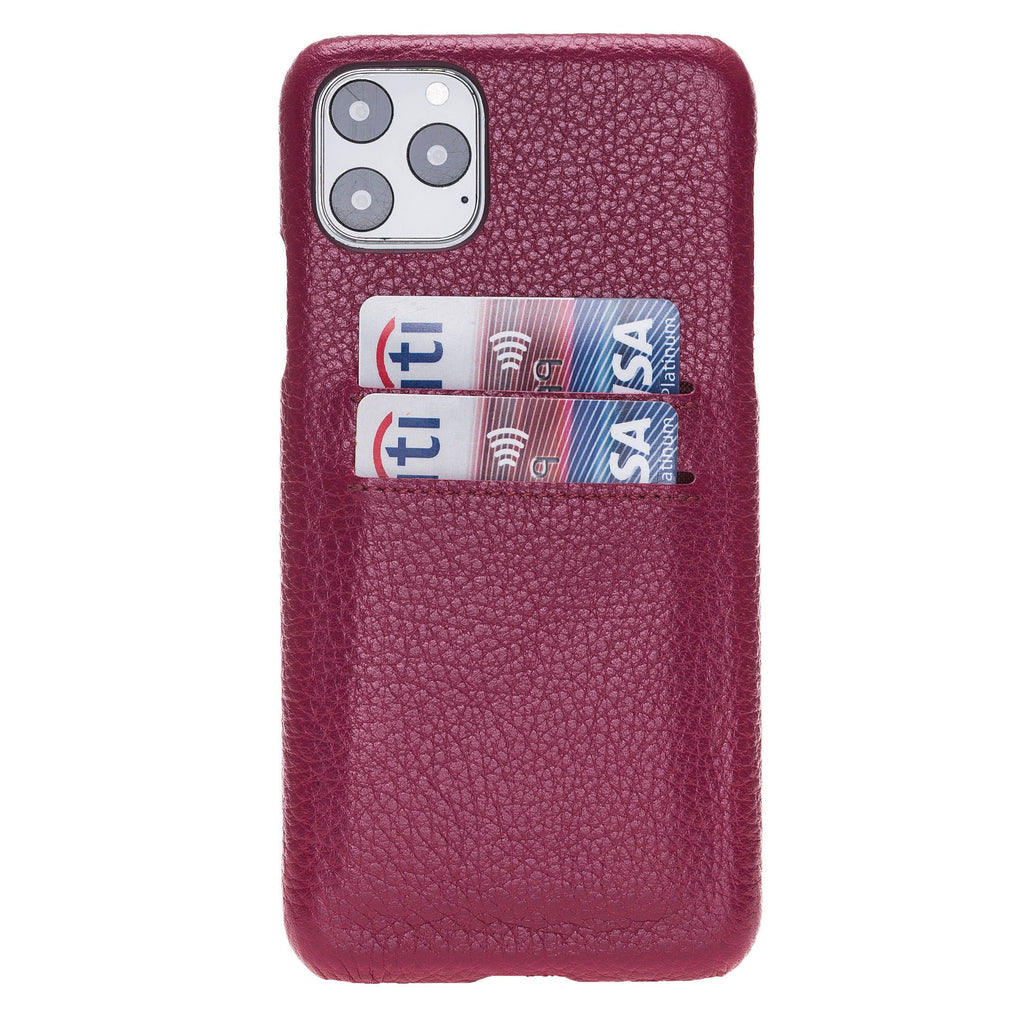 iPhone 11 Pro Max Burgundy Leather Snap-On Case with Card Holder - Hardiston - 1