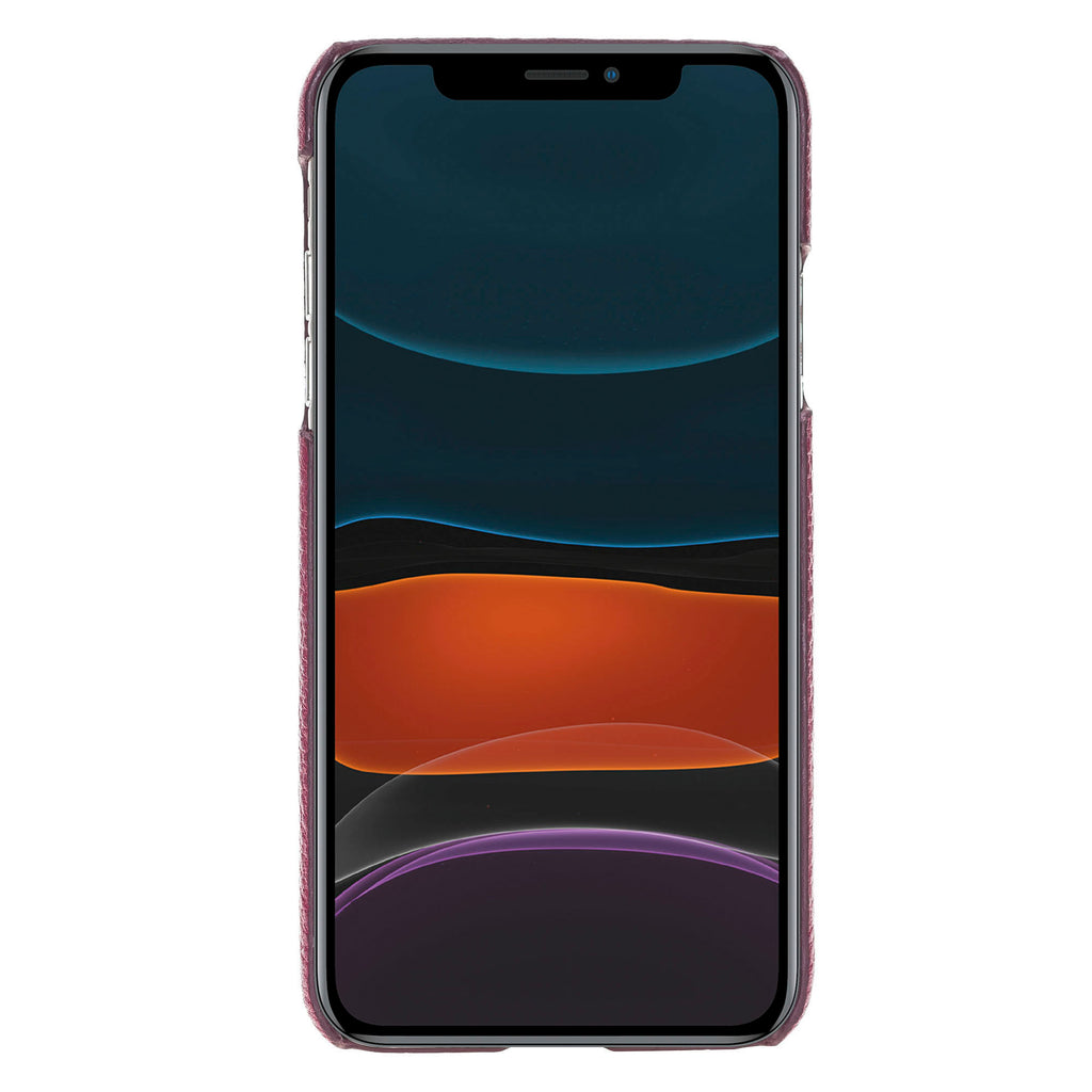 iPhone 11 Pro Max Burgundy Leather Snap-On Case with Card Holder - Hardiston - 2