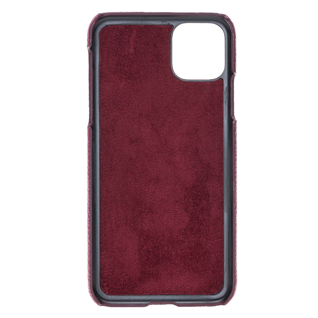 iPhone 11 Pro Max Burgundy Leather Snap-On Case with Card Holder - Hardiston - 3
