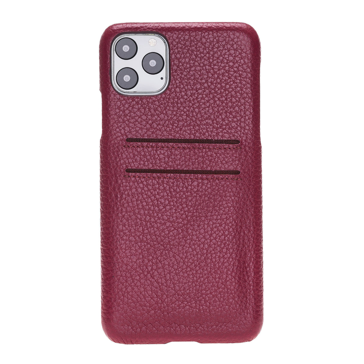 iPhone 11 Pro Max Burgundy Leather Snap-On Case with Card Holder - Hardiston - 4