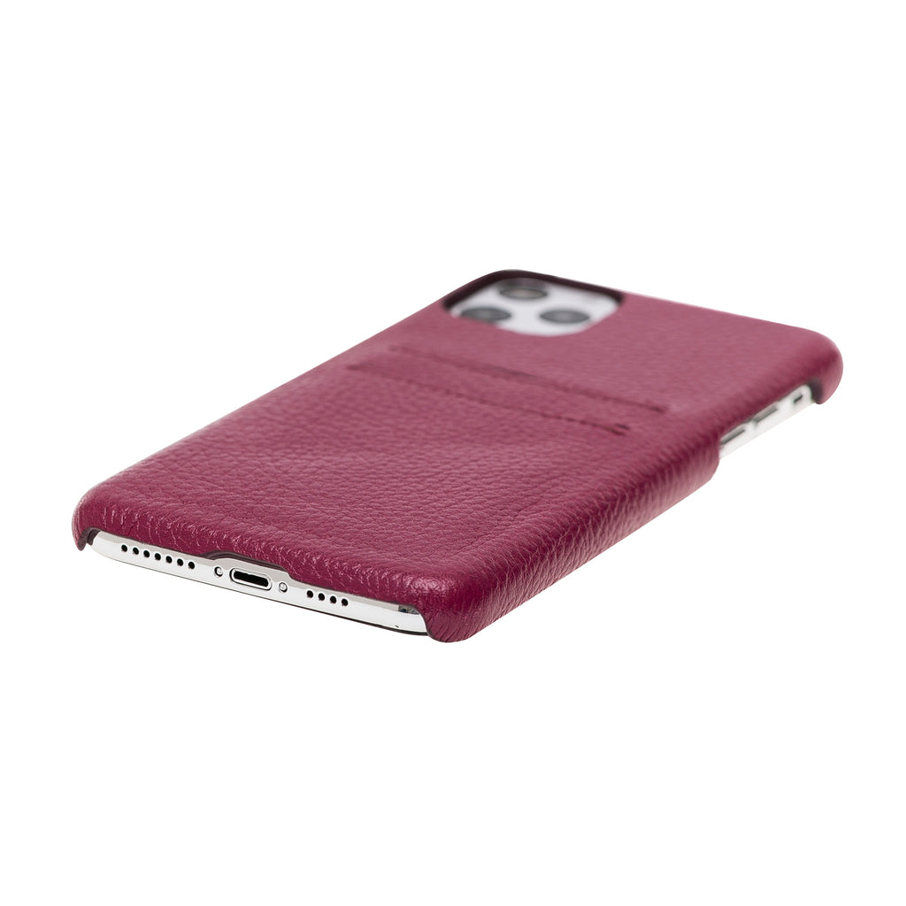 iPhone 11 Pro Max Burgundy Leather Snap-On Case with Card Holder - Hardiston - 5
