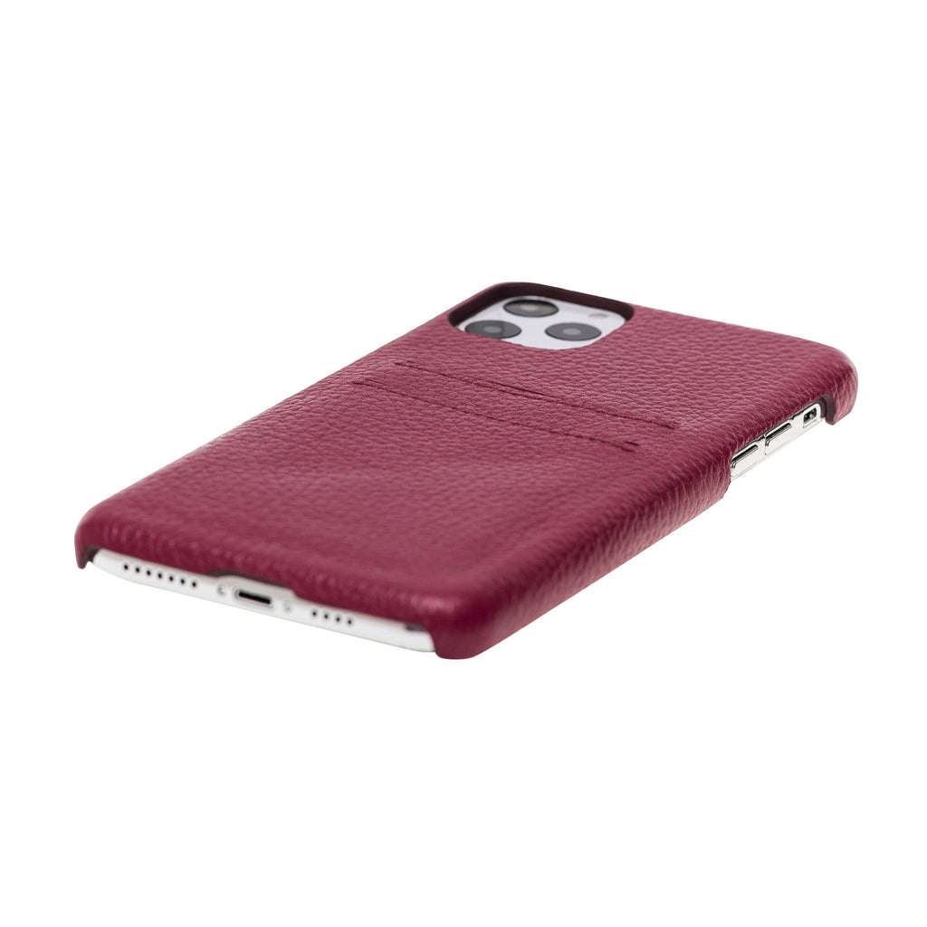 iPhone 11 Pro Max Burgundy Leather Snap-On Case with Card Holder - Hardiston - 6