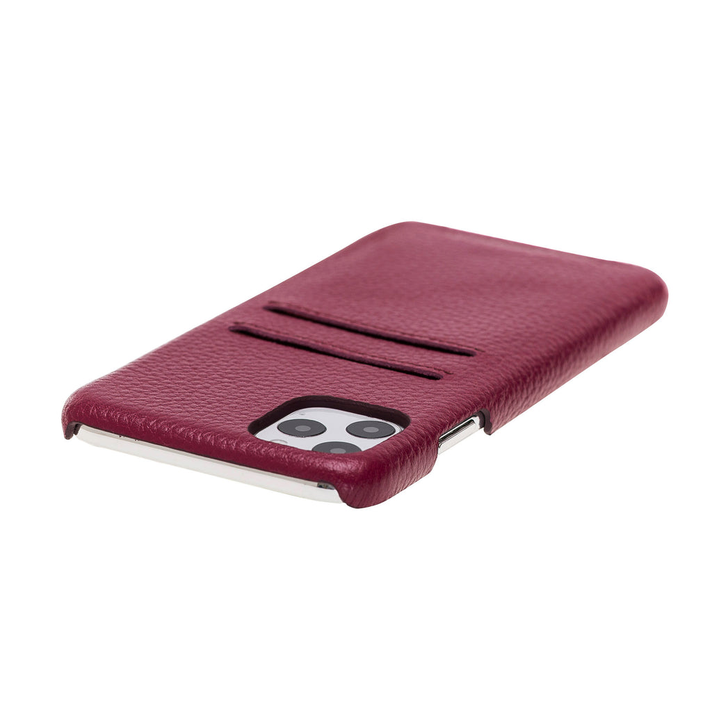 iPhone 11 Pro Max Burgundy Leather Snap-On Case with Card Holder - Hardiston - 7