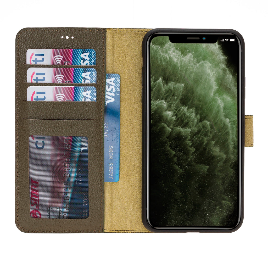iPhone 11 Pro Max Emerald Leather Detachable 2-in-1 Wallet Case with Card Holder - Hardiston - 6