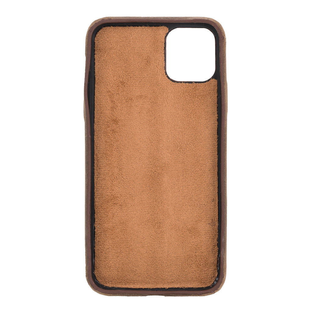 iPhone 11 Pro Max Mocha Leather Snap-On Case with Card Holder - Hardiston - 3