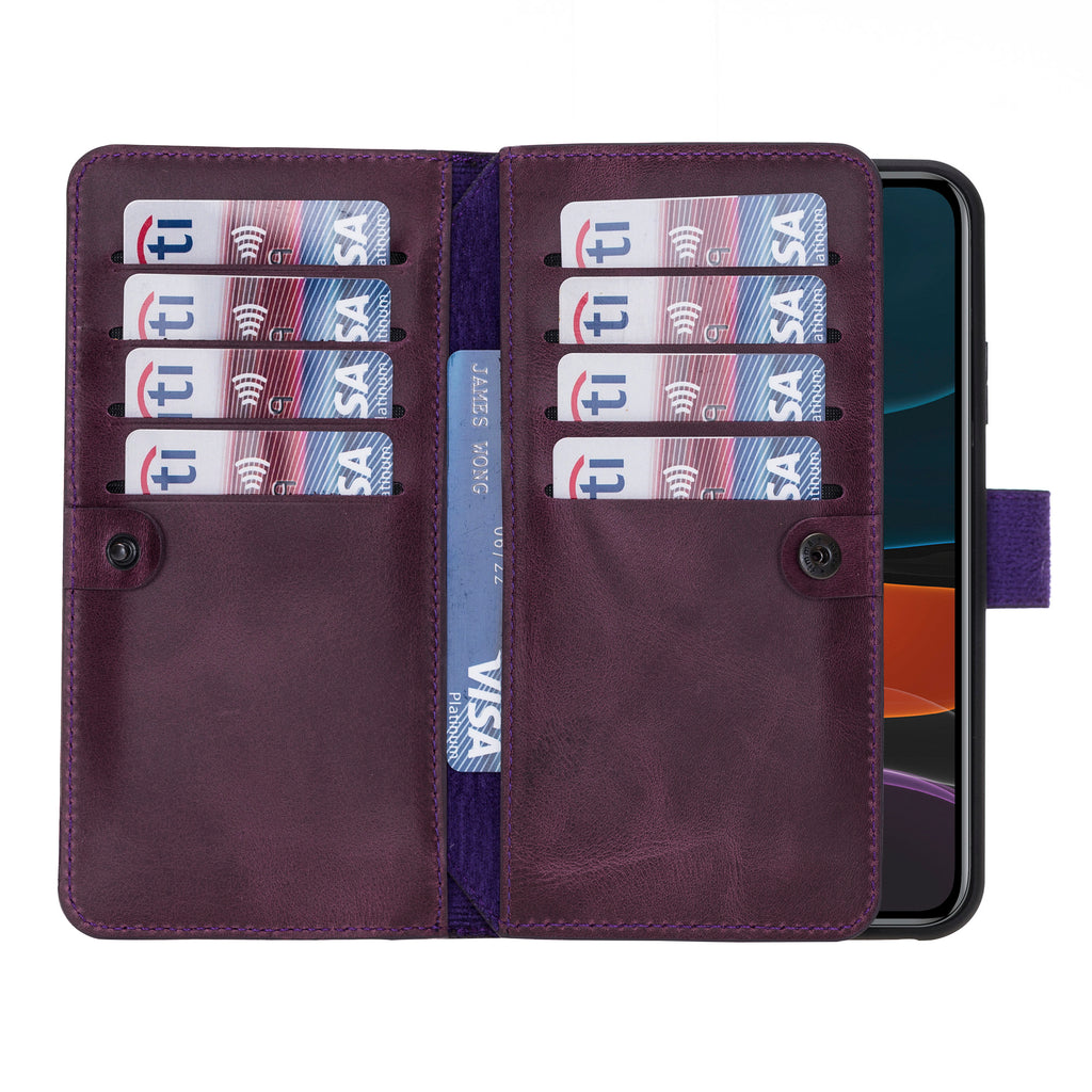 iPhone 11 Pro Max Purple Leather Detachable Dual 2-in-1 Wallet Case with Card Holder - Hardiston - 2