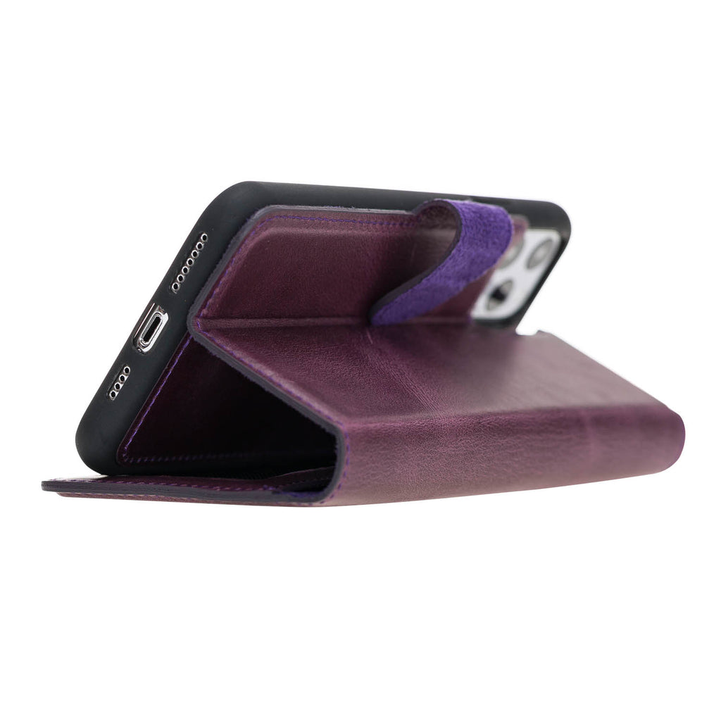 iPhone 11 Pro Max Purple Leather Detachable 2-in-1 Wallet Case with Card Holder - Hardiston - 7