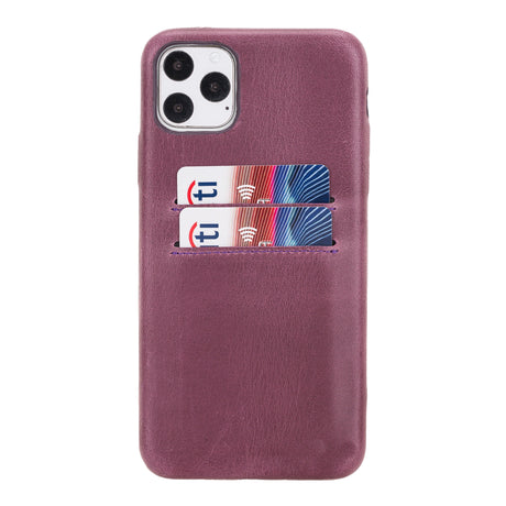 iPhone 11 Pro Max Purple Leather Snap-On Case with Card Holder - Hardiston - 1